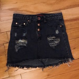 Black denim skirt